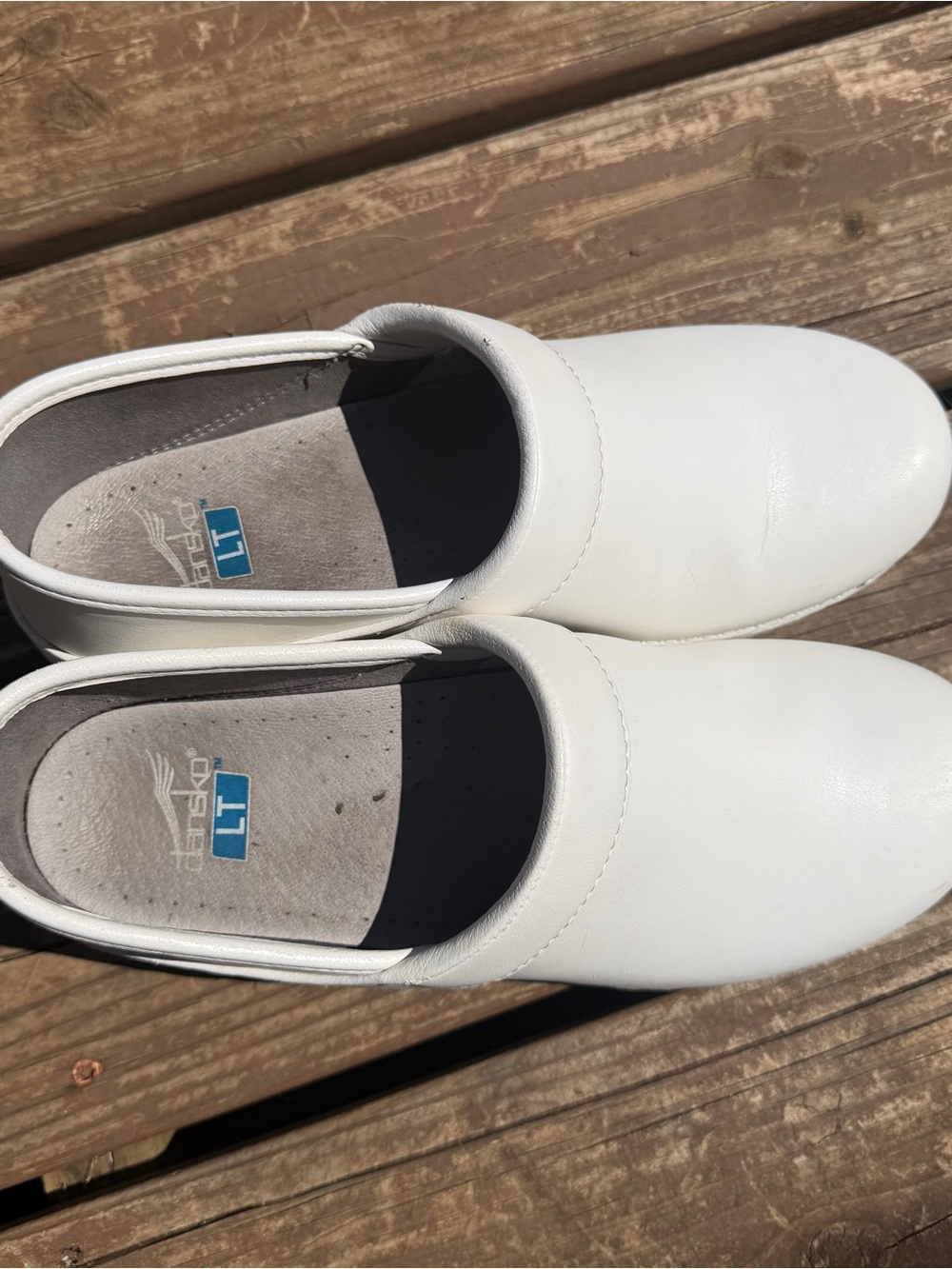 Dansko LT White Leather Clogs Slip On Nursing Shoes EU 40 US 9.5-10
